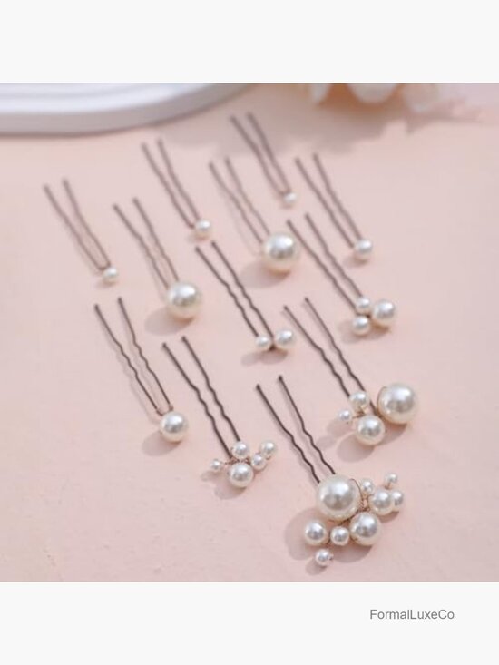 12 Pearl Hair Pins Handmade Wedding Hair Styling U-Shaped Pins for Updos
